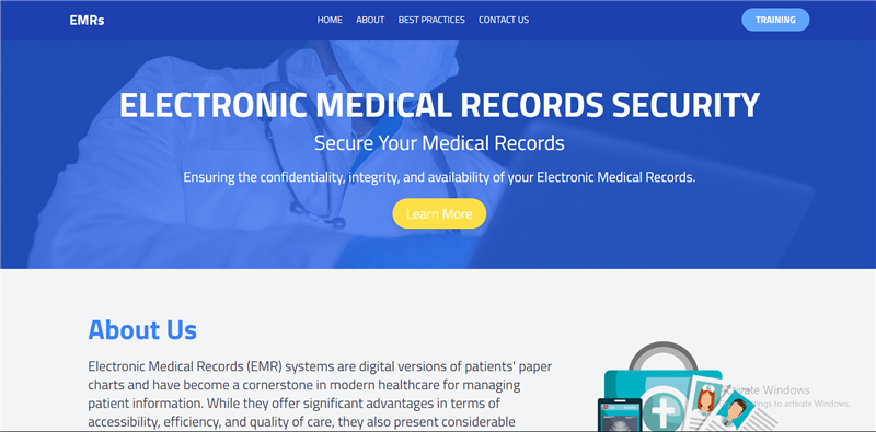 Screenshot of the EMRs electronic medical records web app